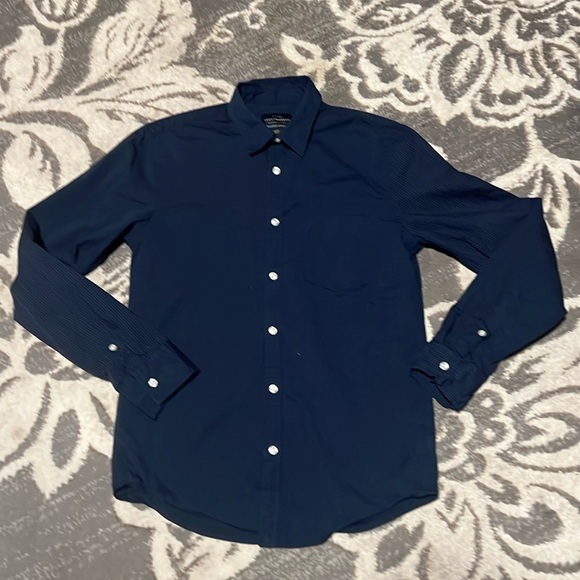 Lucky brand button front shirt. Size small. Like new. Blue with black stripes - Picture 1 of 4